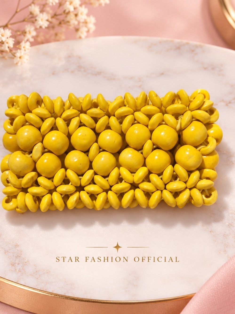 Yellow Beaded Clutch